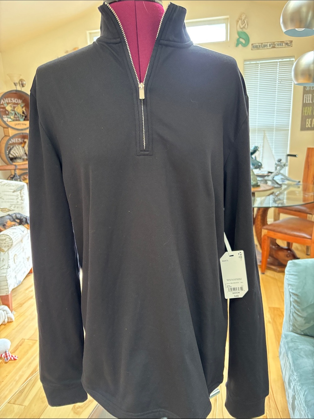 STYLUS Men's Black Half-Zip Pullover Sweater
